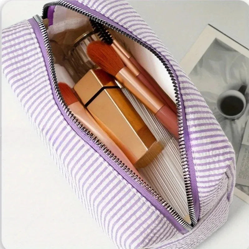 Personalized Striped Toiletry Bag - Custom Embroidered, Portable Polyester Cosmetic Storage, Ideal for Travel, School Dorm & Hom