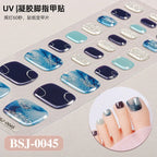 26Tips French Leopard Print UV Gel Toenail Sticker Bronzing Dye Gradient Cross-border Semi Baked Gel Nail Sticker UV Lamp Needed