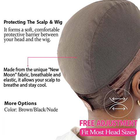 2025 New Lace Wig Cap With Grip Band For Keeping Wigs In Place, 4x5 Wider Transparent Lace For Lace Front Wig