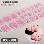26Tips French Leopard Print UV Gel Toenail Sticker Bronzing Dye Gradient Cross-border Semi Baked Gel Nail Sticker UV Lamp Needed