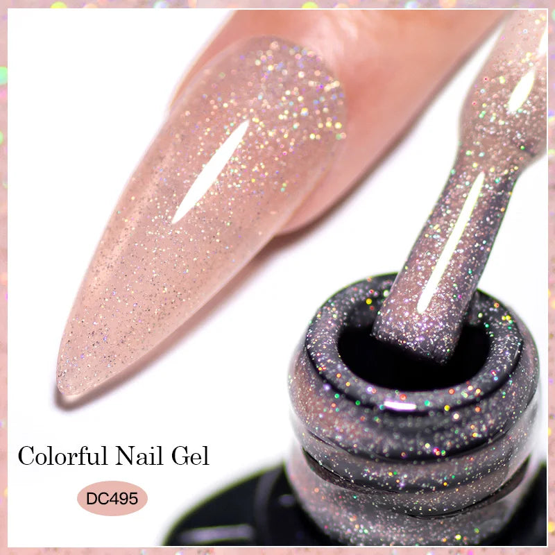 7ml Champagne Gold Sliver Reflective Nail Gel Polish Sparkling Shining Glitter Pink Red Nail Supplies Semi Permanent Gel Varnish