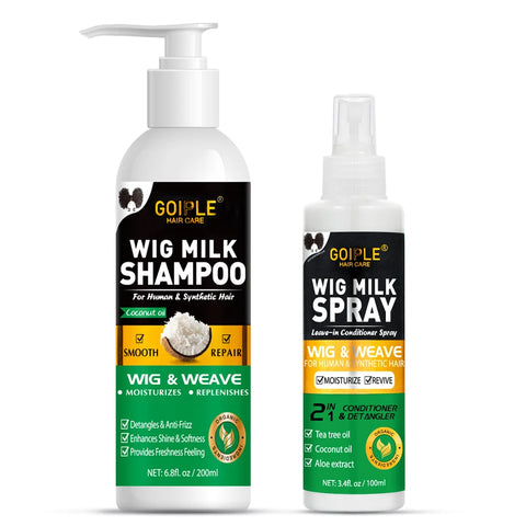 2 In 1 Wig Shampoo and Leave-in Conditioner Wig Care Solution Detangle Spray Anti-Frizz Moisturizes & Revitalizes Synthetic Wigs