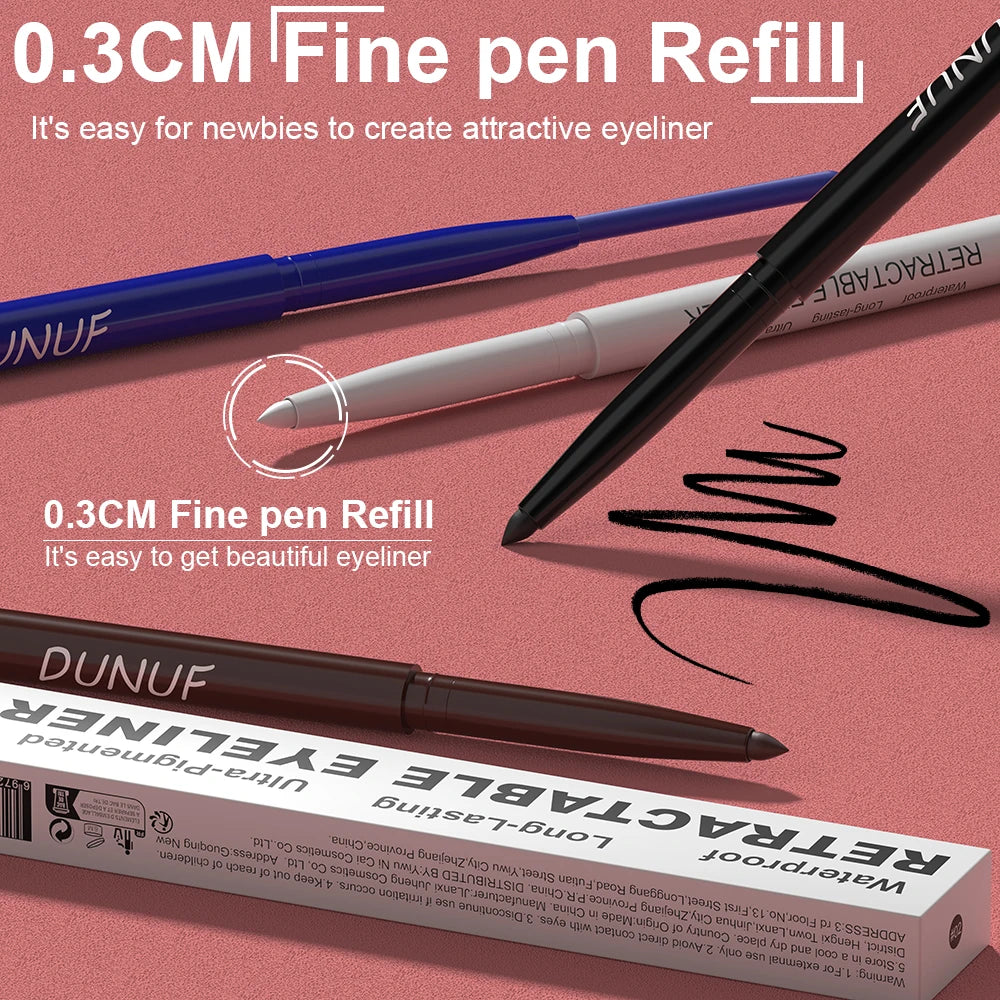 Waterproof Matte Blue Eyeliner Gel Pencil Ultra-fine Smooth Quick Dry Non-Smudge Easy Wear Black Brown White Eyeliner Pen Makeup