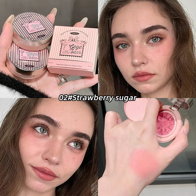 Gege Bear 3 Colors Matte Cream-Textured Cushion Blush with Puff,  Powder-free, Smooth Application, Create  Flawless Daily Makeup