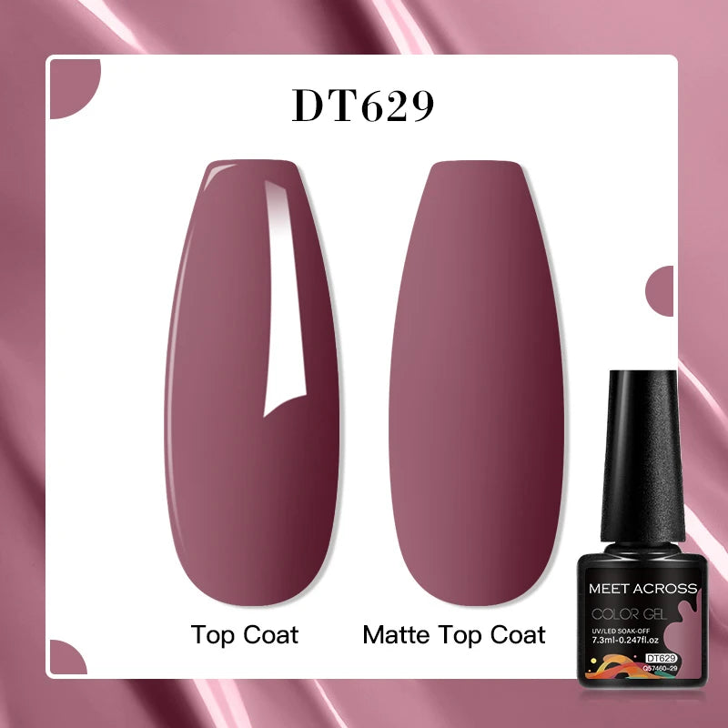 MEET ACROSS 8 Colors Mirror Gel Nail Polish Long-lasting Quick-drying Metallic Gold Silver Red Semi Permanent Varnish Nail Art