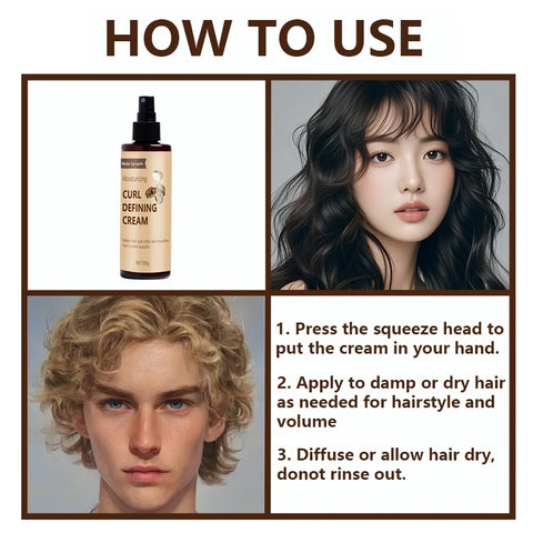 Curl Defining Cream with Keratin & Biotin - Moisturizing Formula for Softer Curls - All Hair Types