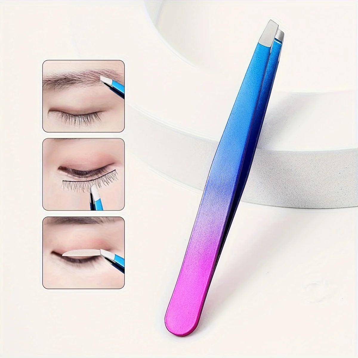 Gradient eyebrow tweezers, 1 stainless steel oblique precision eyebrow clip multifunctional plucking beard tweezers eye tool.