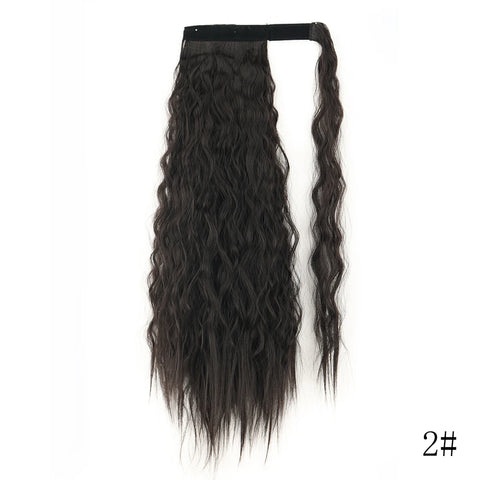 LISI GIRL Synthetic Hair 22''34'' Long Straight Ponytail Wrap Around Ponytail Clip in Hair Extensions Black Hairpiece Headwear