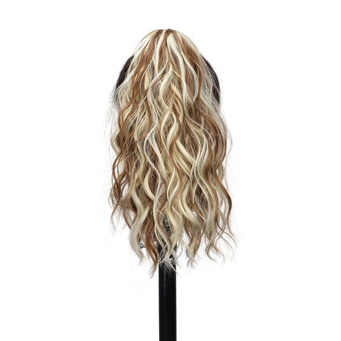 14Inch Synthetic Short Curly Claw Clip in Ponytail Hair Extension Daily Use Blonde Black Blonde Fluffy Hairpiece for Women