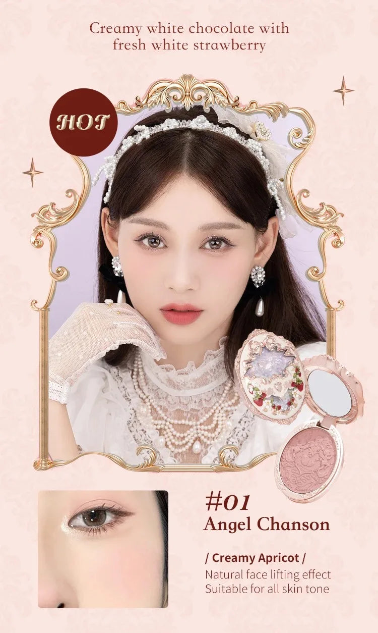 Flower Knows Strawberry Rococo Series Embossed Blush Fine Powder Makeup Smooth Long-Lasting Blusher Face Enhancing Makeup Color