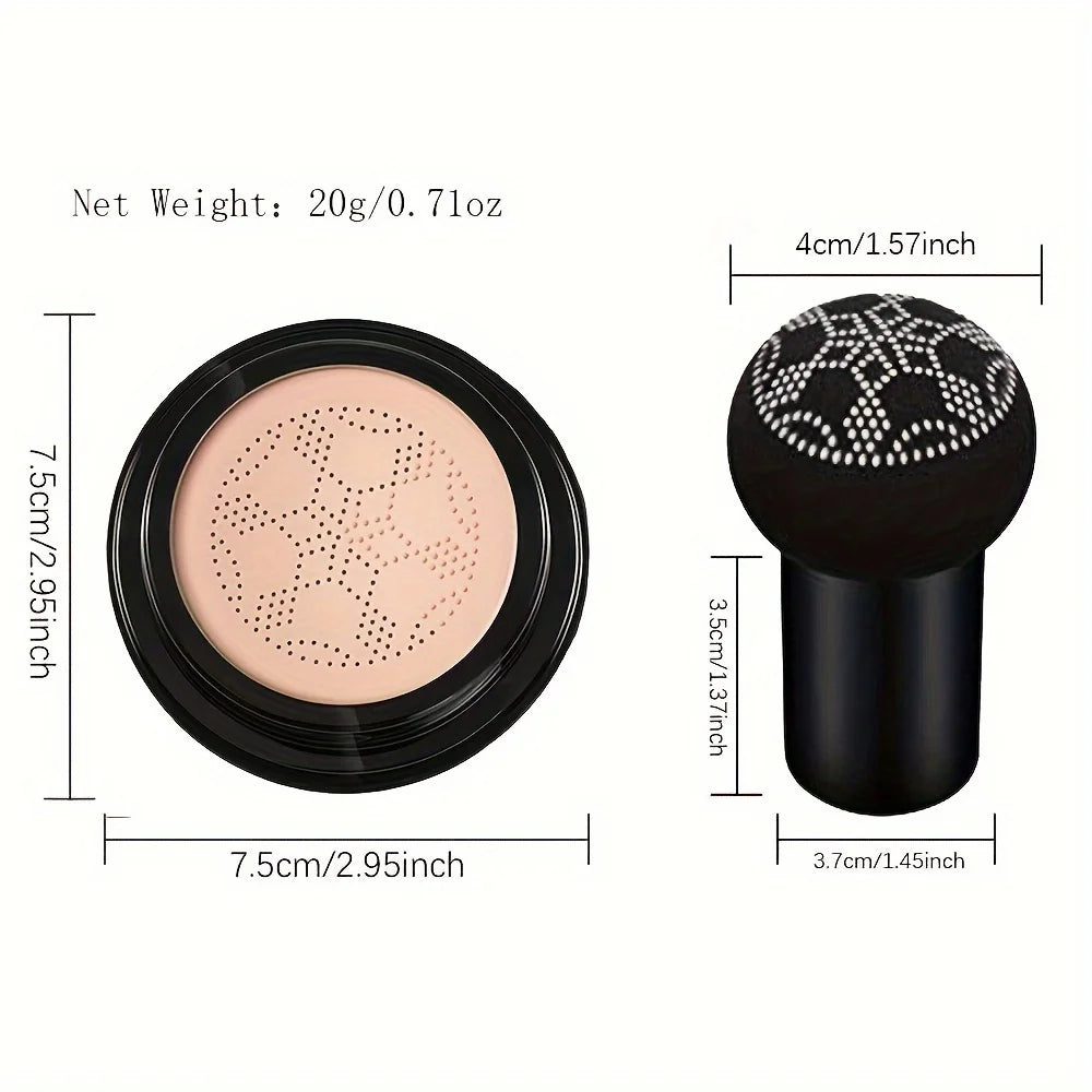 Mushroom Head Air Cushion, CC Cream Foundation Moisturizing Concealer Waterproof Oil Control Long-Lasting Nude Makeup