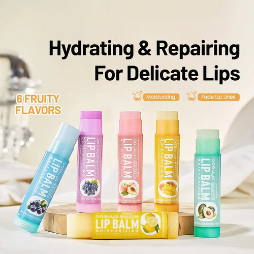6PCS Assorted Fruit Flavor Lip Balm Set - Deeply Moisturizes and Hydrates for Preventing Chapped Lips in Winter Lip Care