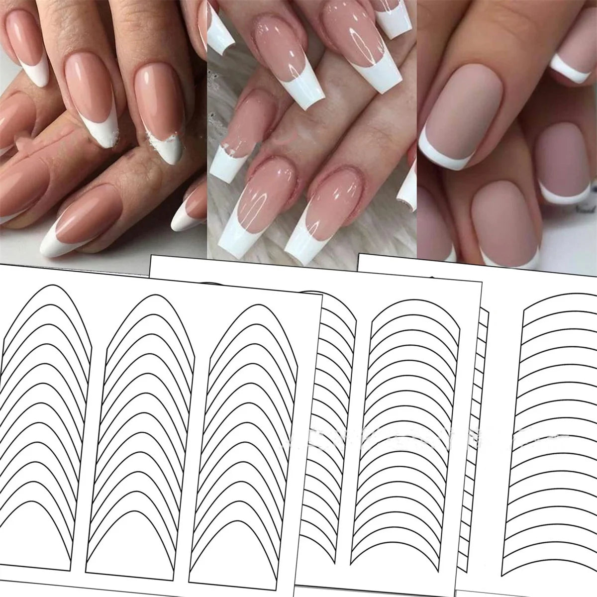 1PCS White French Manicure Strip Nails Sticker Stencil Guide French Nail Art Decals Form Fringe DIY Line Tips Decoration Tools