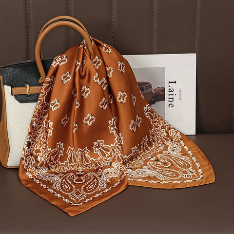 Luxury Polka Dot Silk Square Scarf Women Hijab Hair Bands Neckerchief Female Satin Shawl Ribbon Headband Fashion Wraps Bandana