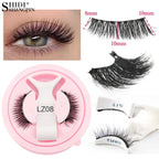 Hot 1 Pair Magnetic Eyelashes Handmade Fluffy Faux Mink Lashes Reusable Natural False Eyelashes and Magnetic Tweezers Set Makeup