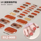 26Tips French Leopard Print UV Gel Toenail Sticker Bronzing Dye Gradient Cross-border Semi Baked Gel Nail Sticker UV Lamp Needed