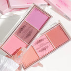Three color blush tray, milk tea tone, matte and pearl natural gloss, brightening, long-lasting, no fly powder rouge makeup