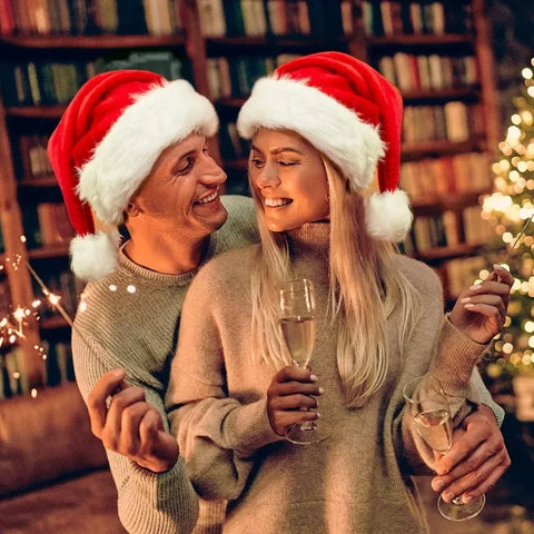 6/1PCS Plush Christmas Hat for Adults Kids Soft Velvet Thickened Santa Claus Caps Xmas New Year Hats Festival Party Decor Gifts