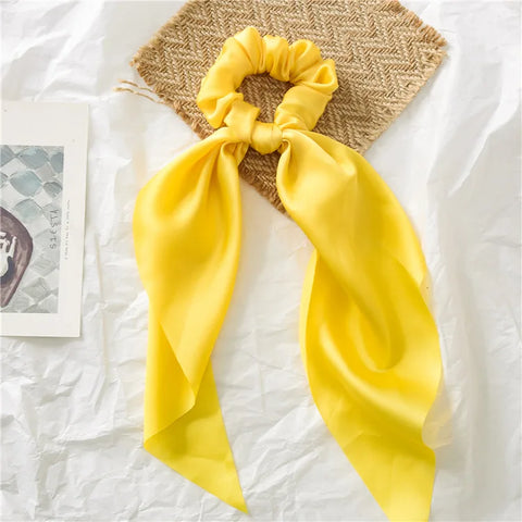 2023 Fashion Print Chiffon Long Ribbon Scrunchies Women Girls Ponytail Scarf Elastic Hair Bands Ties Hair Accessories Wholesale