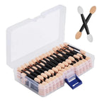 Cuttte 50/100PCS Disposable Dual Sides Eye Shadow Sponge Applicators with Container,  Length Eyeshadow Brushes Makeup Applicator