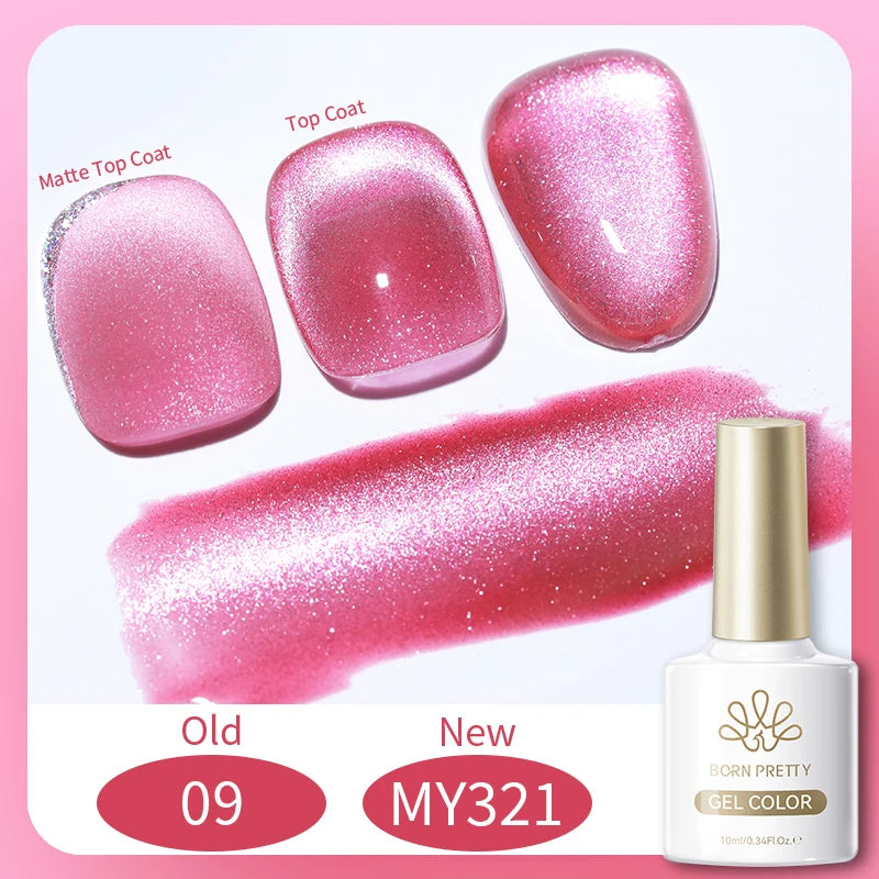 BORN PRETTY 10ml Dark Red Cat Magnetic Gel Nail Polish for Winter Nails DIY Jelly Glass Silver-Light Varnis Semi Permanent