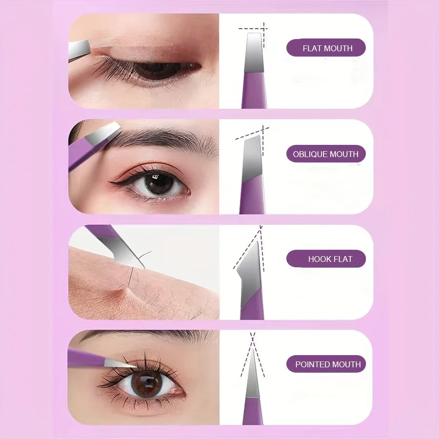 Professional Stainless Steel Tweezers Tips Eyelash Extension & Microblading Kit for Eyebrow Shaping Eyelash Grafting Tweezers