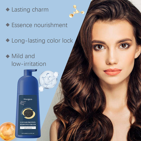 Caviar Protein Hair Dye Shampoo Gray White Hair Color Treatment Smoothing Nourishing Fast Natural Herbal Color Hair Cream 500ml