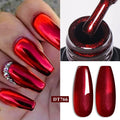 MEET ACROSS 7ml Red Metallic Gel Nail Polish Gold Silver Mirror Nail Art Varnish Glitter Sparkly Semi Permanent Soak Off UV Gel