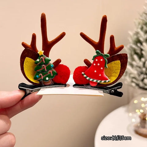 Christmas Hair Accessories 1Pair Cute Cartoon Antler Hair Clips For Women Girls Lovely Hair Ornament Hairpins Barrettes Hairgrip