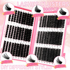 GROINNEYA Lashes Cluster DIY Lash Extension Mixed Tray Clusters Eyelashes Fluffy Volume Individual Lashes Cat Eye Lash Extension