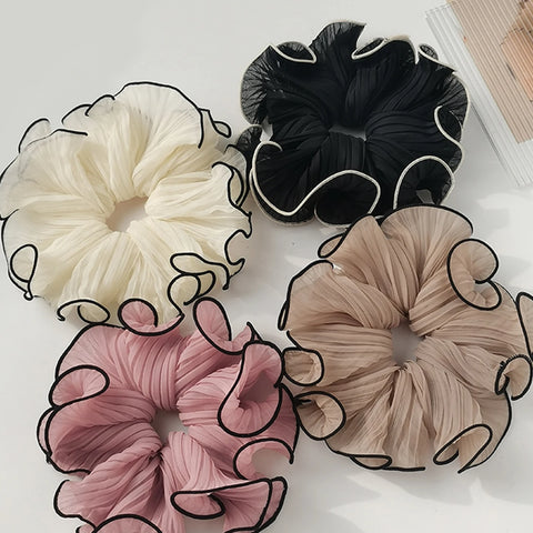 Korean Fashion Big Scrunchies For Girls Pink White Hairties For Bun Hairstyle Hair Bands Hair Accessories For Women Headwear