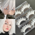 3 Pairs White Eyelashes Black Band Cosplay Makeup Natural Long Cross Strip Eye Lashes Stage Makeup Show Halloween Party