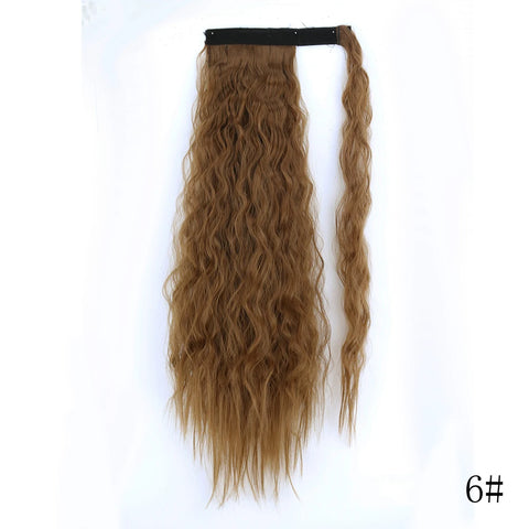 LISI GIRL Synthetic Hair 22''34'' Long Straight Ponytail Wrap Around Ponytail Clip in Hair Extensions Black Hairpiece Headwear