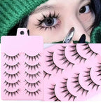 Natural Long Cosplay Makeup Cross Strip False Eyelashes Black Eye Lashes and Cat Eye Lashes 5pairs Mink Eyelashes Faux Cilios