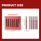 6pcs/pack lip gloss set, long-lasting non stick cup liquid lipstick velvet matte lip gloss