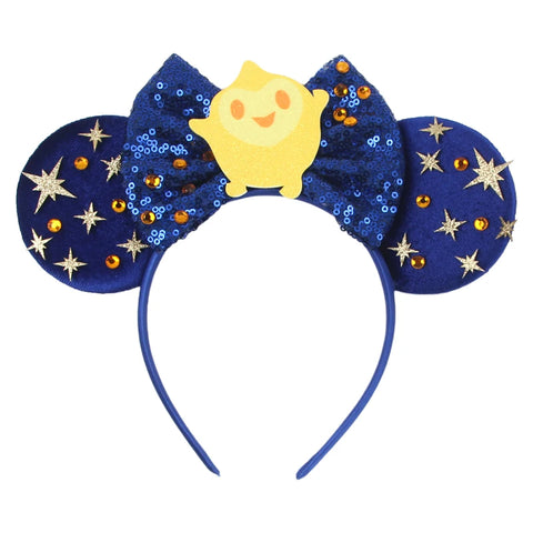 Disney Mickey 3.3"Velvet Ears Headband For Girls Soft Bow Hairband Halloween Festival Party Christmas DIY Hair Accessories
