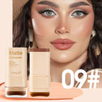 2-in-1 Concealer Eraser Dual-Head Foundation Stick with Brush Head Nine Colors European and American Waterproof Non-Caking Solid Foundation Cream 15G/Stick - 1 Stick