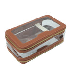 Custom Letters Saffiano Leather Cosmetic Bag Portable Pvc Capacity Waterproof travel  Multi-function Double layer Storage Bag
