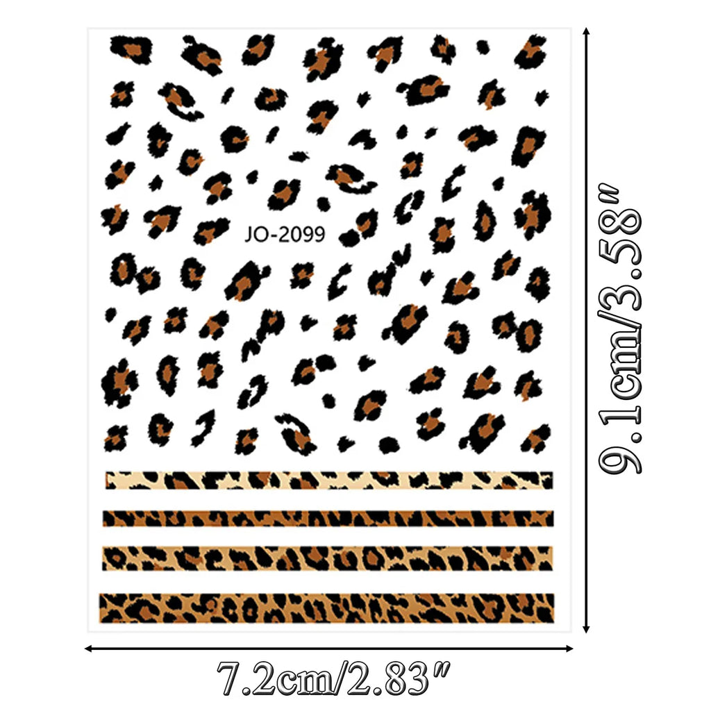 3/6/12 Sheets Leopard Nail Art Stickers Set – Self-Adhesive Animal Nail Decals for DIY Manicure, Cheetah Paw Nail Decorations