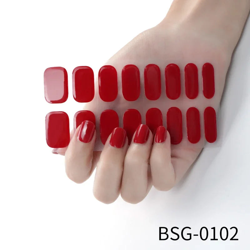 Leopard Semi-Cured Gel Nail Strips Simple Transparent Color Adhesive Long Lasting Gel Nail Stickers Harden In UV Lamp Need
