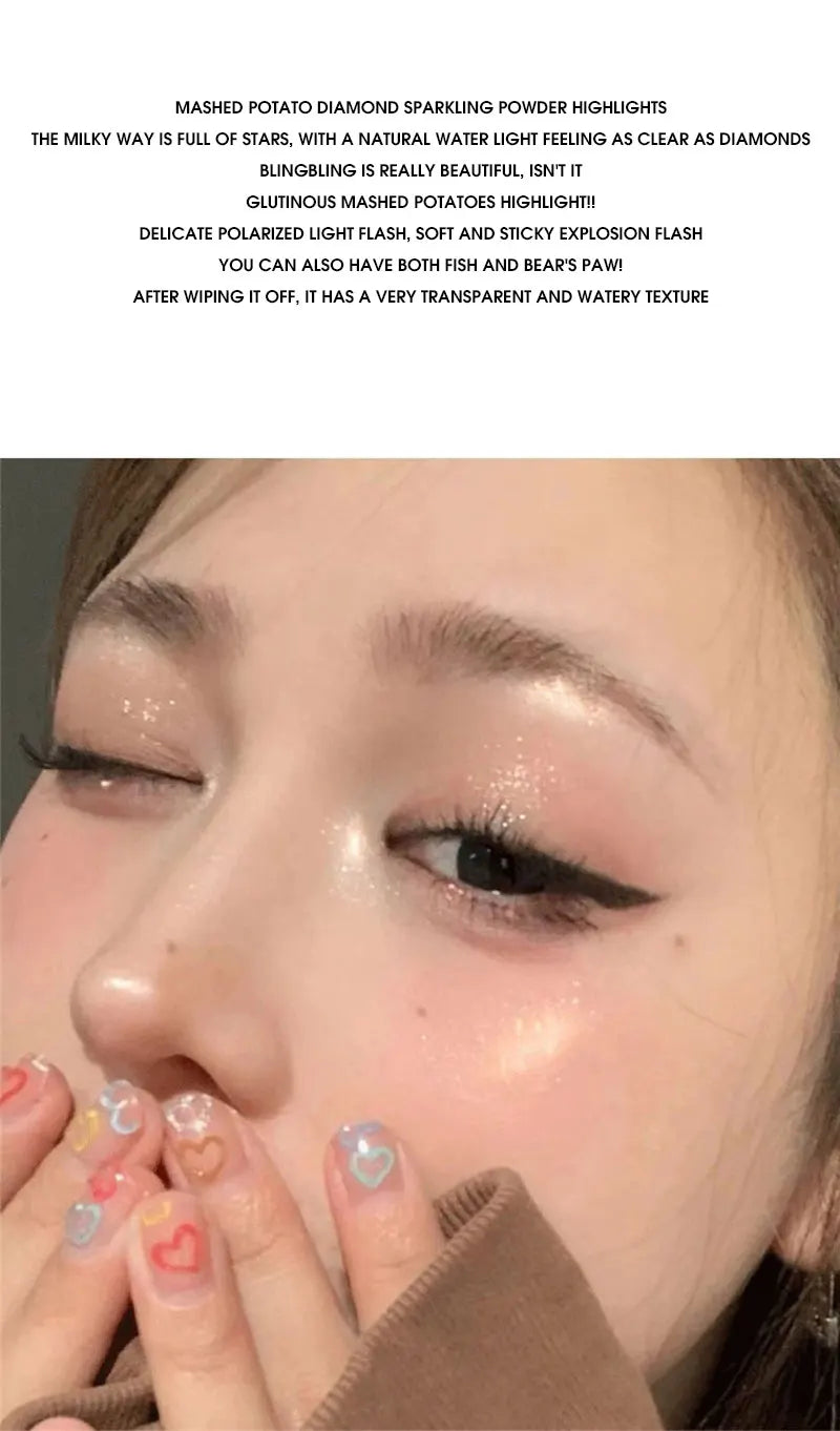 Crystal Bright Light high Gloss Powder Pearl Fine Flash Flash brightening makeup not fly Powder for young girls blush