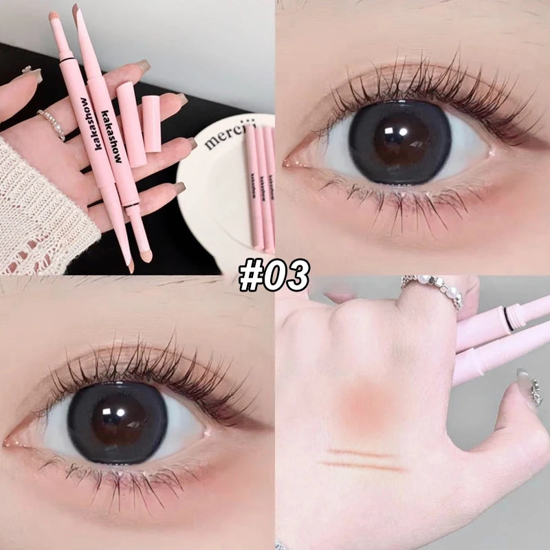 Meniscus Double-end Lying Silkworm Eyeliner Pencil Pearlescent Matte Nude Pink Highlighter Shadow Pen Brightening Eye Makeup