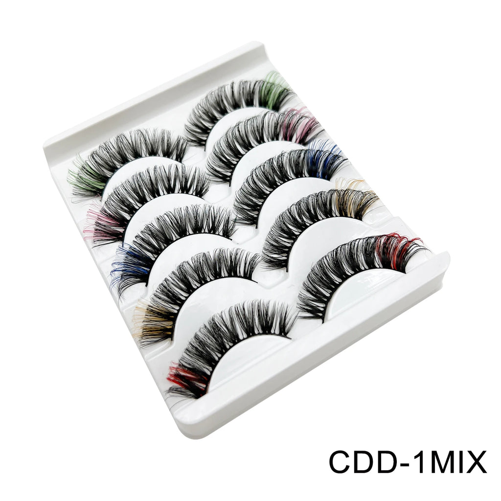 Colored Strip Lashes Fast Shipping Makeup For Clue Mink Eyelashes Full Strip Eyelashes Red Blue Green Eyelashes Wholesale