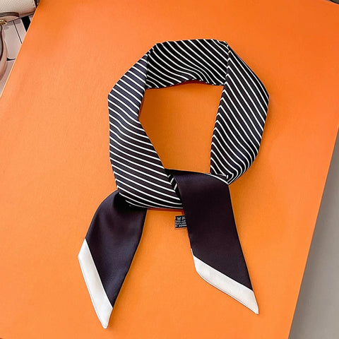 High-Grade Letter C Print Silk Scarf Hair Band Ribbon Tied-up Luxury Small Hair Scarves Vintage Satin Ribbon Hair Accessories