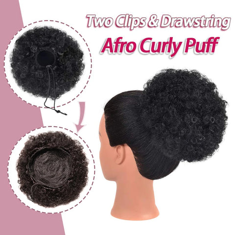 Large Afro Puff Ponytail Extensions Clip In Drawstring Ponytail Heat Resistant Synthetic Afro Curly Pony Tail Hair Pieces