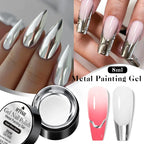 8ml Metallic Painting Gel Nail Polish Chrome Silver Mirror Effect Super Bright Drawing Line French Nail Art Gel Varnish DIY Nail