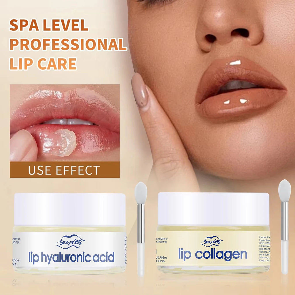 Lip collagen sleeping lip mask 20g silicone lip brush deep moisturizing long-lasting moisturizing exfoliation brightening smooth