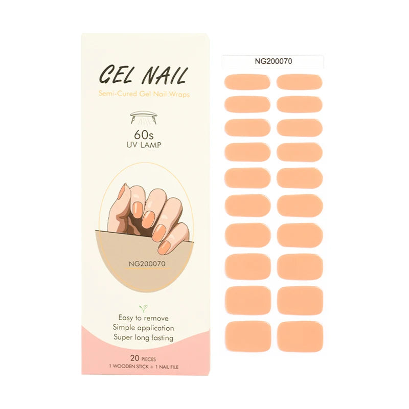 Leopard Semi-Cured Gel Nail Strips Simple Transparent Color Adhesive Long Lasting Gel Nail Stickers Harden In UV Lamp Need