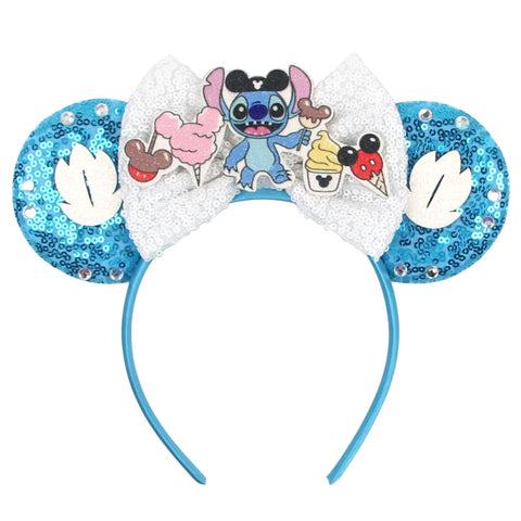 Disney Mickey 3.3"Velvet Ears Headband For Girls Soft Bow Hairband Halloween Festival Party Christmas DIY Hair Accessories