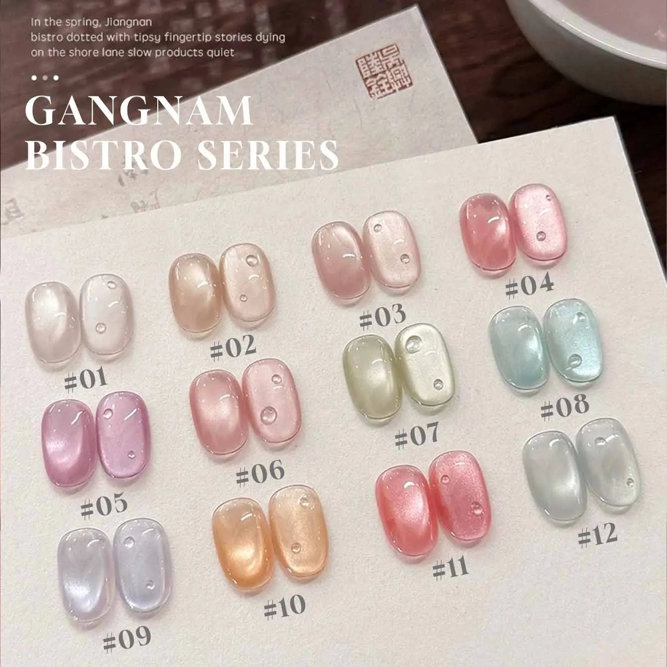MIANEL 12ML 1-12pcs Jiannan Bistro Cat Eye Gel Nail Polish Blue Nails White Nails Pink Nails Nail Art Use Nail Supplies